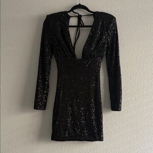 Elegant Black Sequin Dress size XS